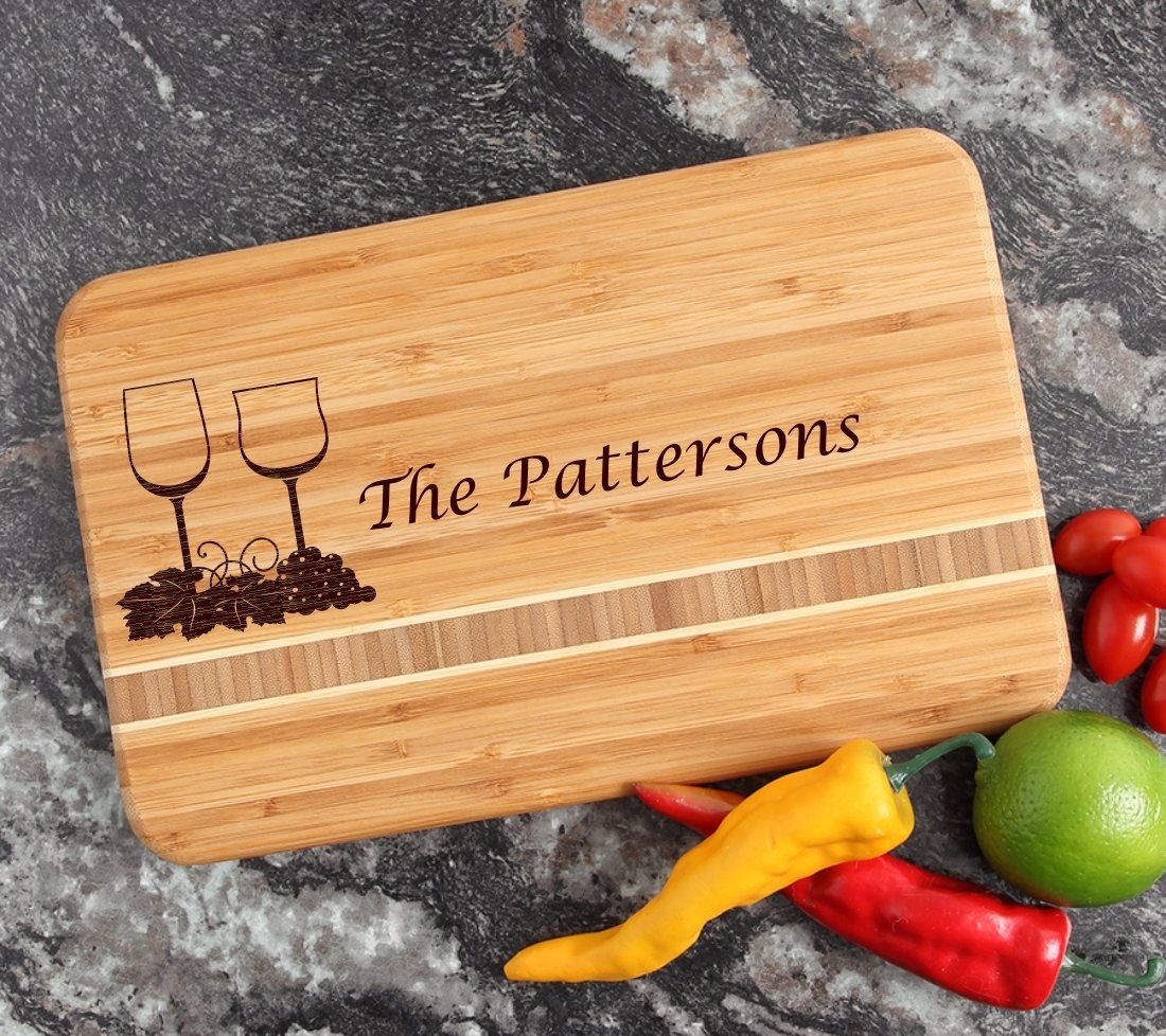 Personalized Bamboo Cutting Board Engraved 12 x 8 DESIGN 5 CBE-005