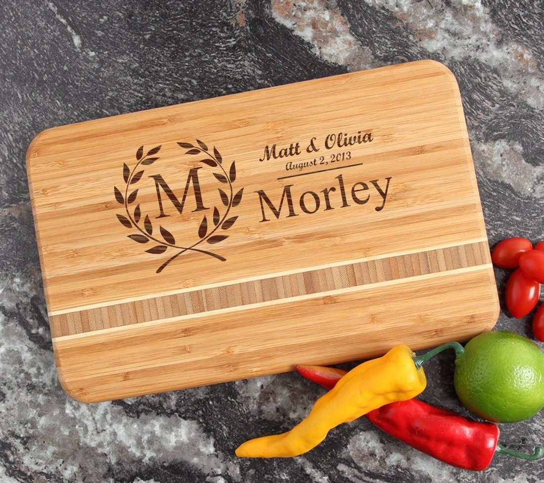 Personalized Bamboo Cutting Board Engraved 12 x 8 DESIGN 6 CBE-006