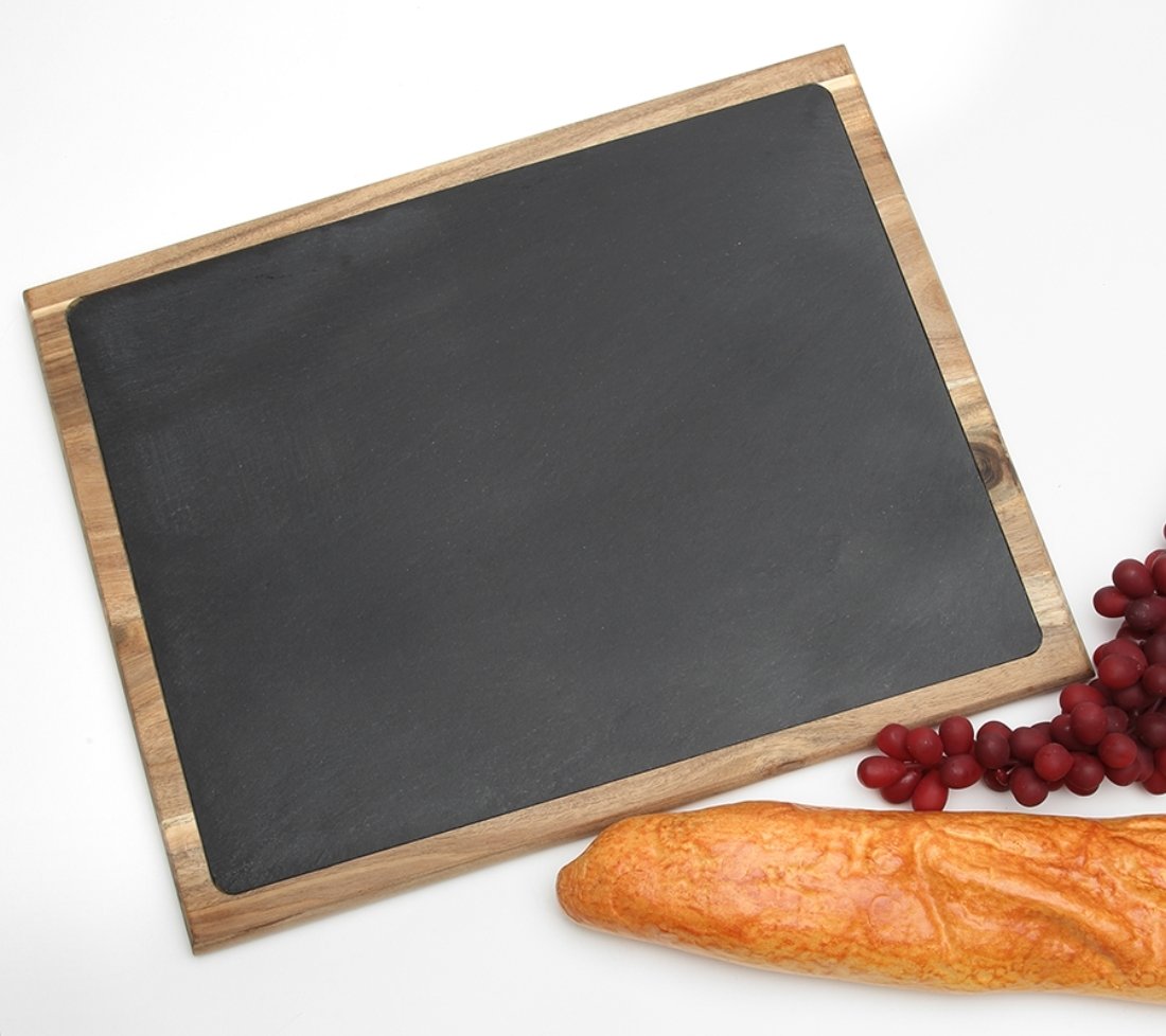 Personalized Cheese Board Slate and Acacia Wood 15 x 12