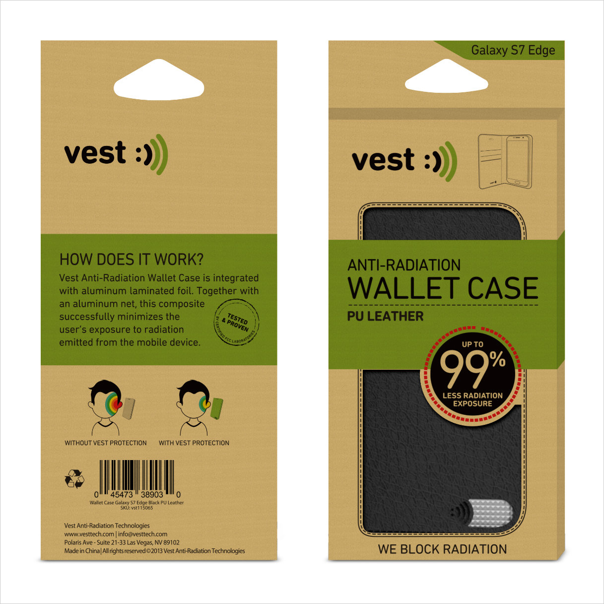 vest Anti-Radiation Wallet Case for Galaxy S7 Edge