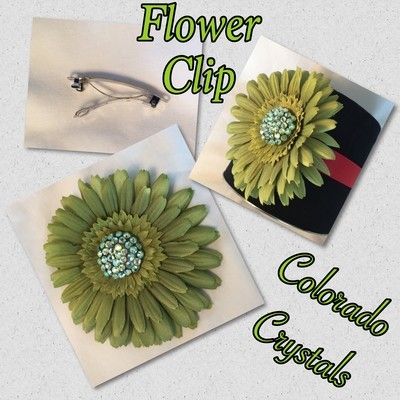 Swarovski Crystal Flower Hair Clip - Green Swarovski Crystal Flower Hair Clip - Green