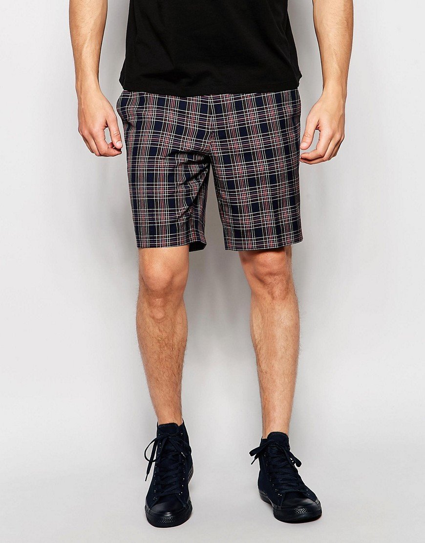 Pantalones cortos de vestir de corte slim a cuadros TN-2300057