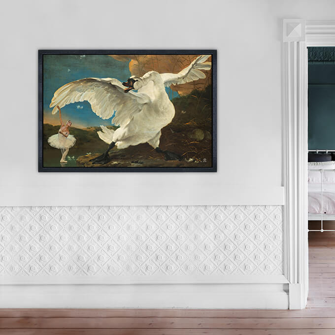 SALE Swan Lake | 1.20 x 0.80 m Dibond in zwarte lijst van € 565,00 voor € 300,00 Swan Lake medium on sale