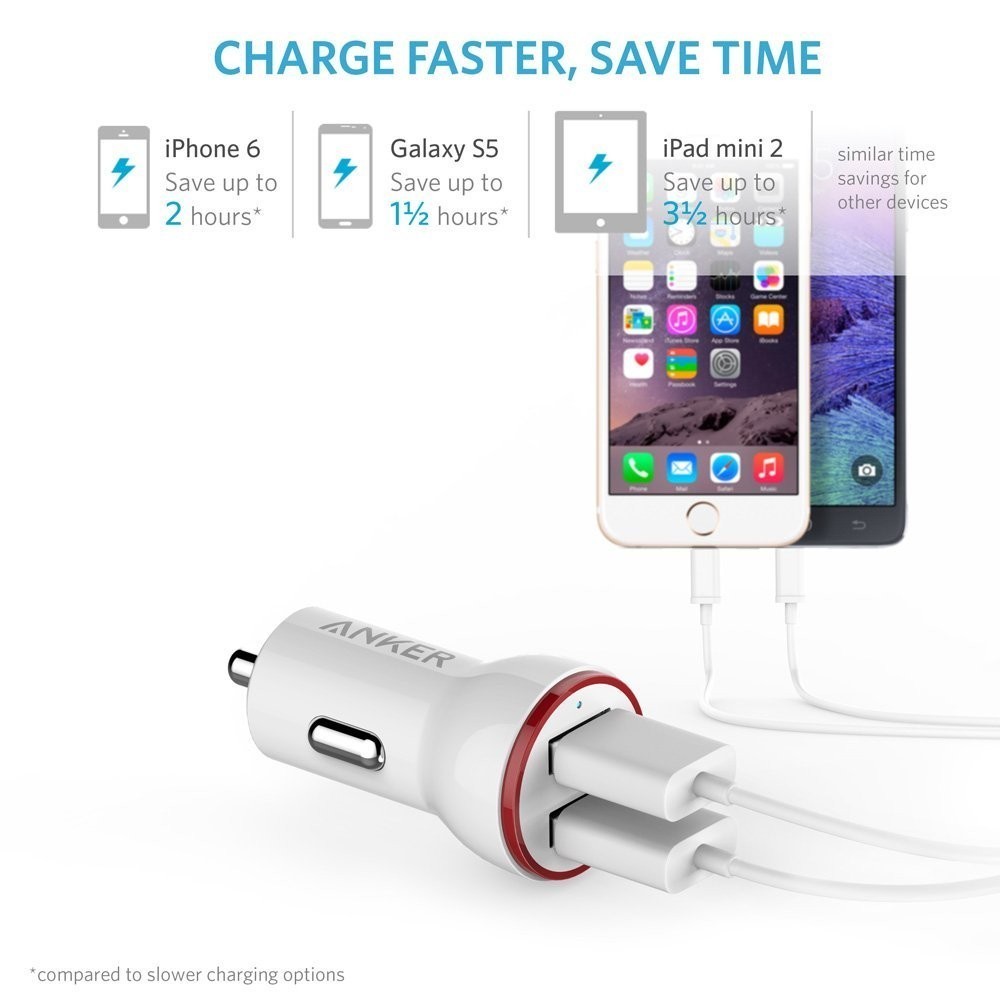 Anker Powerdrive 2 Lite 12w 2 Port Usb Car Charger Multi Port