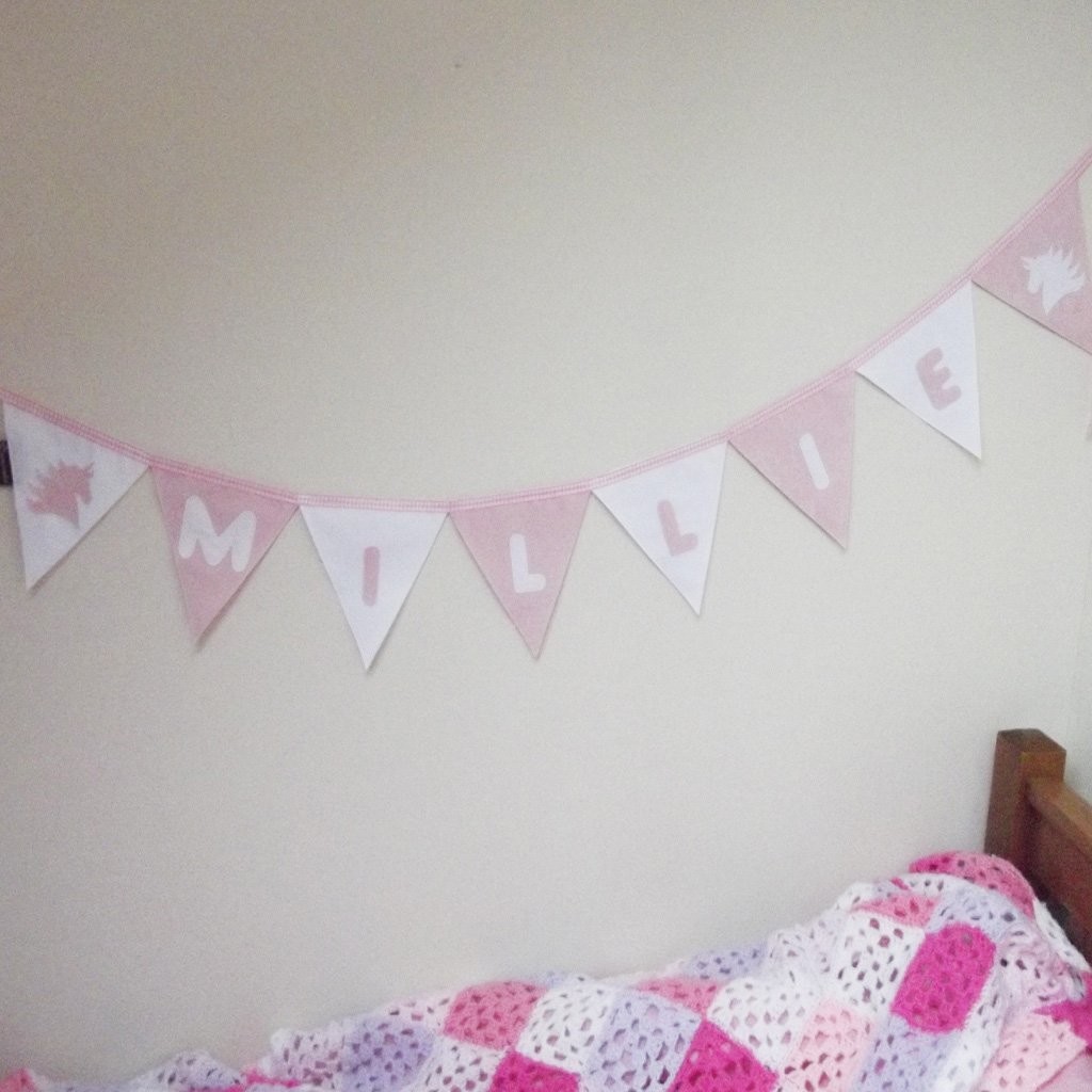 Personalised Name Nursery Bunting Fabric Banner Flags Free Delivery