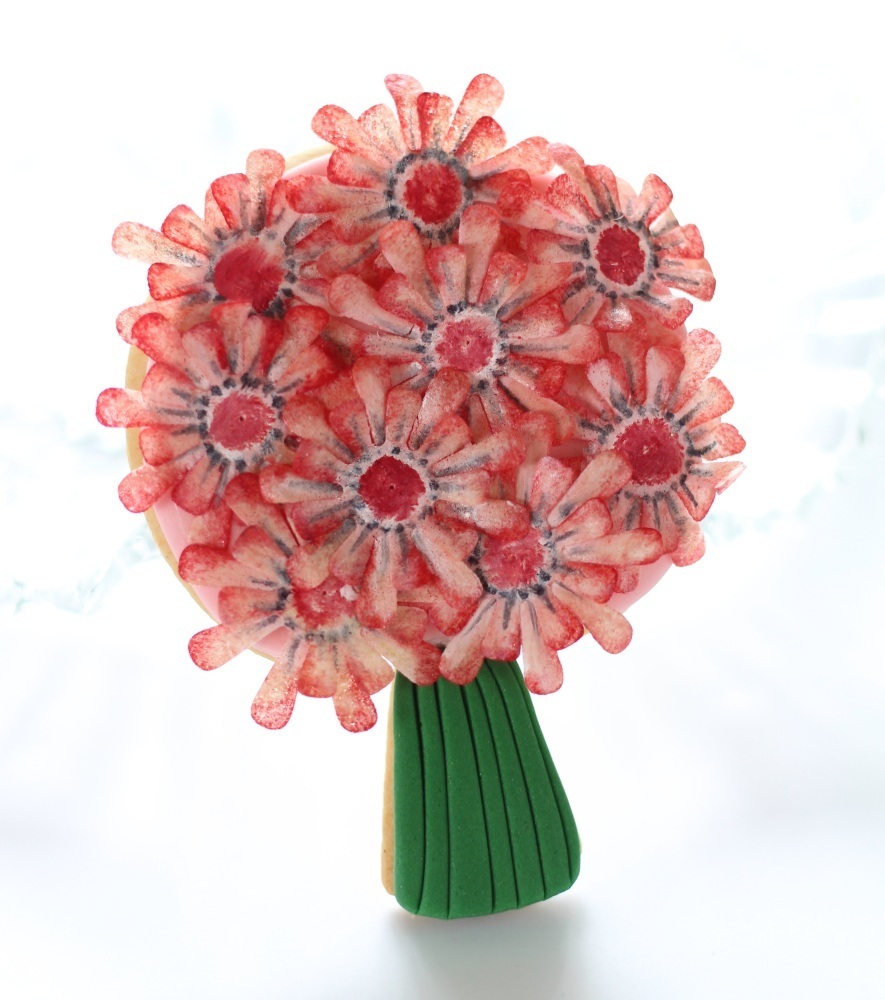 Wafer paper flower cookie bouquet for Mothers Day