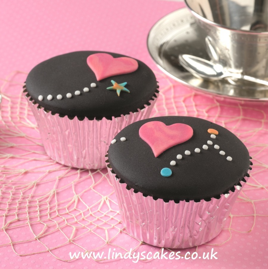 Simple heart cupcakes, perfect for Valentines. Learn how to make them In Lindy's 'Contemporary cake decorating bible 'book