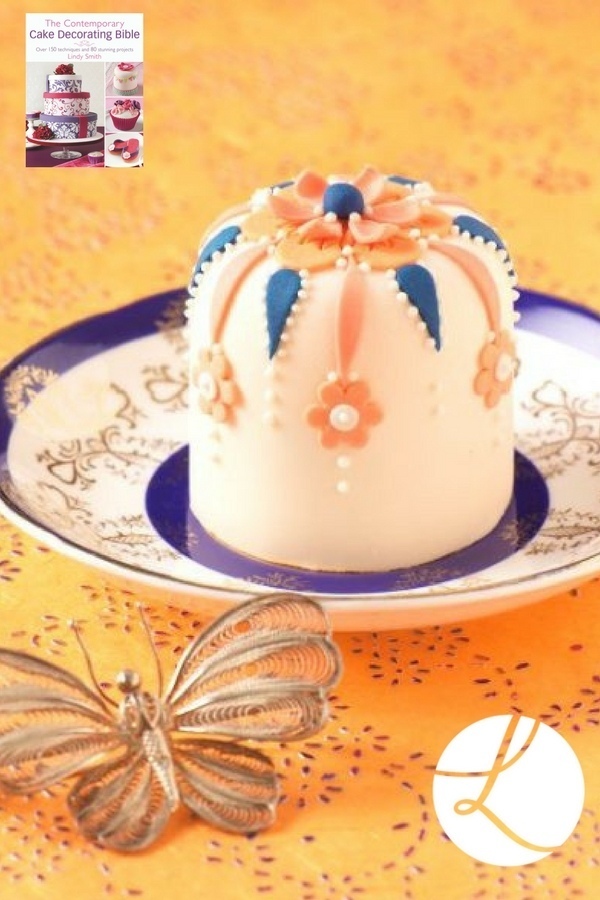 Flame shaped cutters used on this Rajasthan Rose' mini cake from Lindy Smith's 'Contemporary cake decorating bible' book