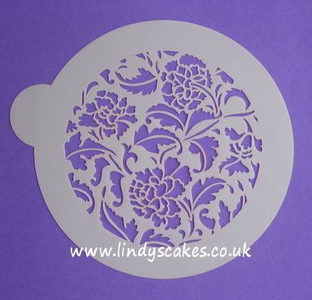 Peony Cake Top Design Stencil (LC100) - Lindy's SKU18007