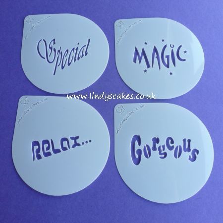 Gorgeous, Magic, Special and Relax Words Cupcake Stencil (LC209) - Lindy's SKU18946572551111