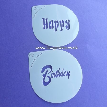 Happy and Birthday Words Cupcake Stencil Set - Lindy's (LC205) Happy and Birthday Words Cupcake Stencil Set - Lindy's (LC205)