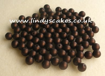 Brown - Matt Brown Glass Pearls (6mm) SKU17609