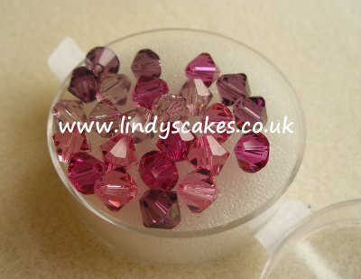 Pink Rose & Red Swarovski Double Cone Mixes (6mm) SKU176681