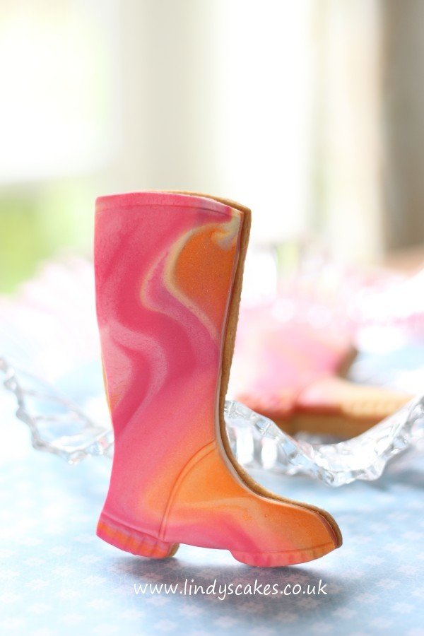 Marbled wellies created using Lindy's wellington boot cutter