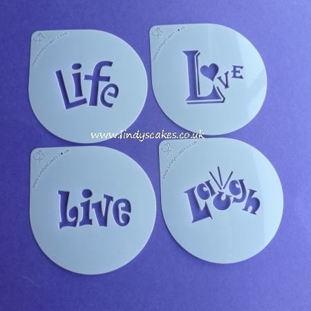 Live, Love, Laugh & Life Words Cupcake Stencil Set - Lindy's (LC208)