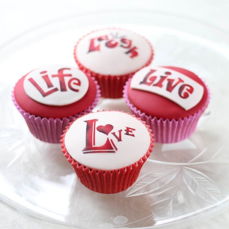 Live, Love, Laugh & Life Words Cupcake Stencil Set - Lindy's (LC208) SKU1894657255111