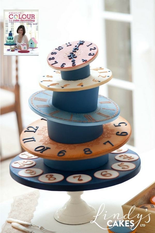 Clock tower cake from creative colour for cake decorating book by Lindy Smith