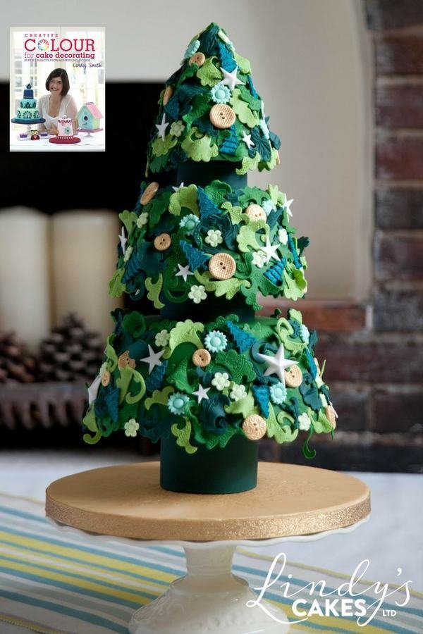 Festive fir cake from creative colour for cake decorating book by Lindy Smith