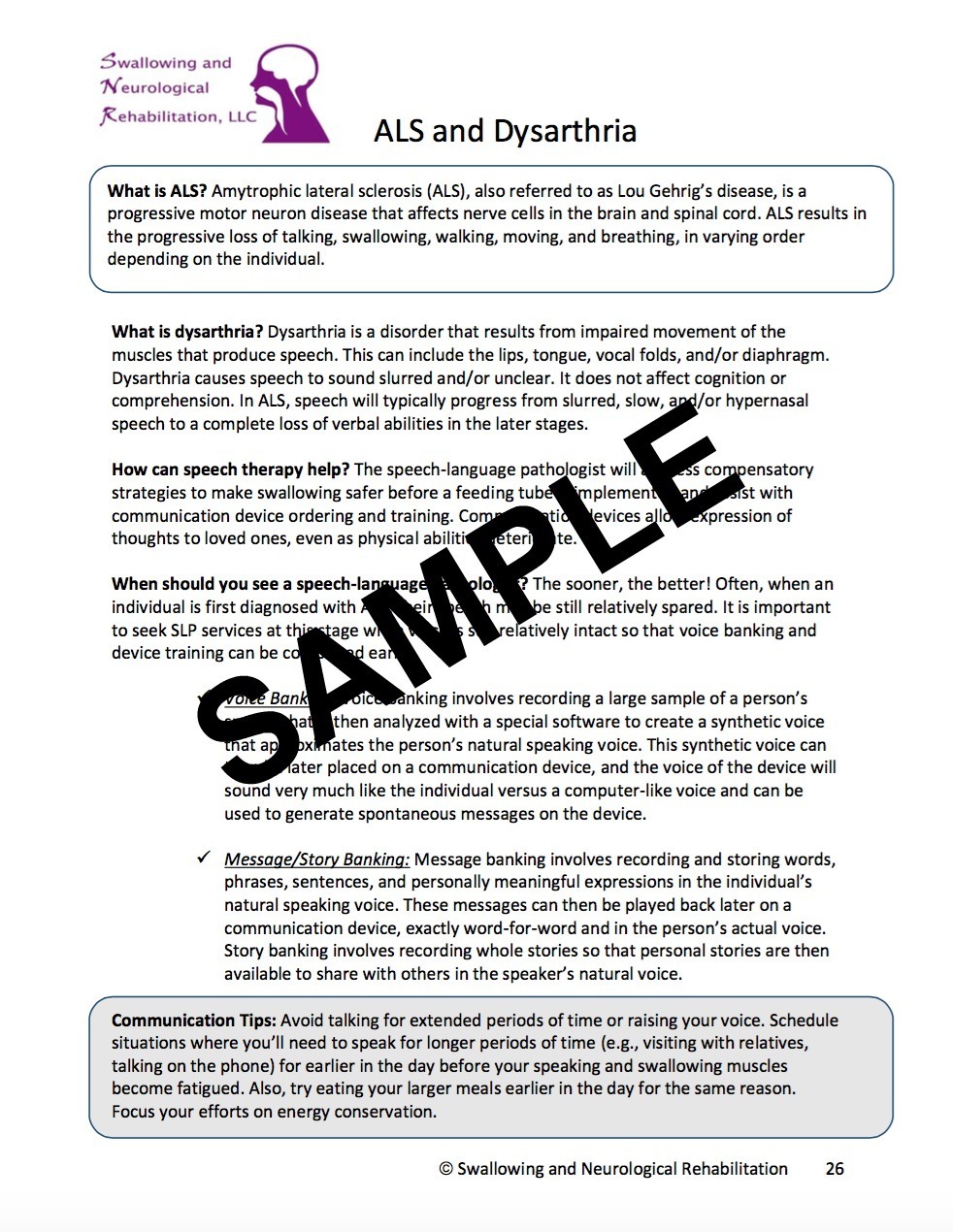 Dysarthria, Speech, and Voice Toolkit | Swallowing and ...