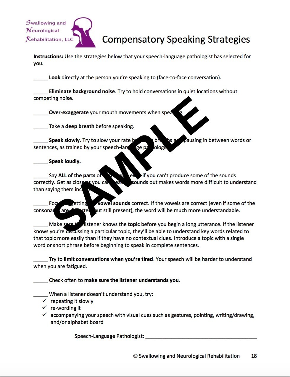 Dysarthria, Speech, and Voice Toolkit | Swallowing and ...