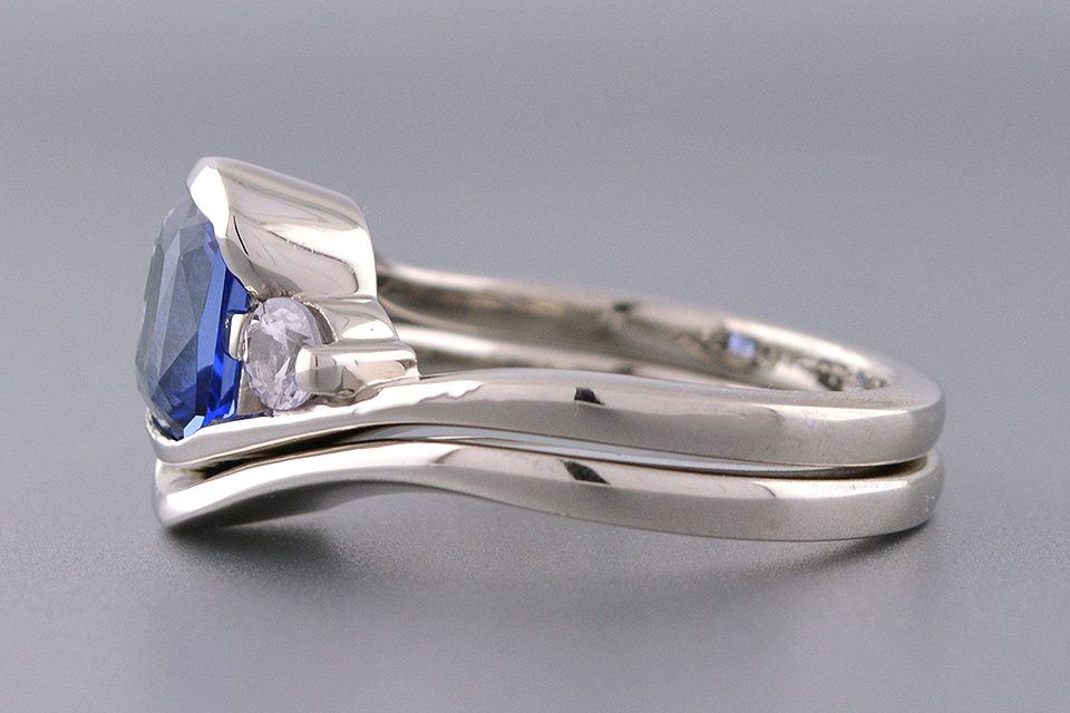 Item #4895 No Heat Sapphire Wedding Set
