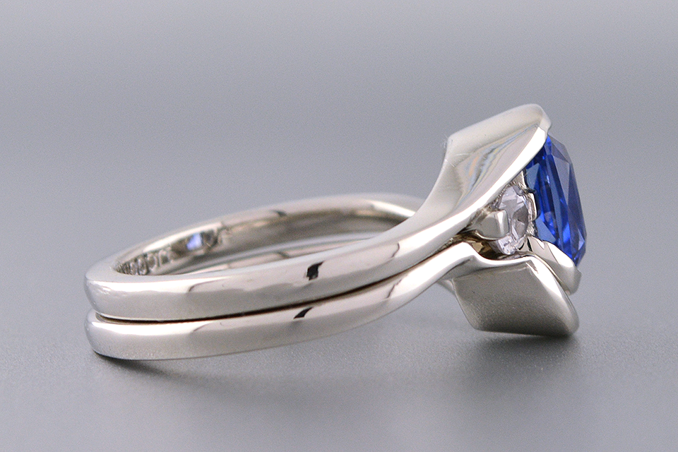 Item #4895 No Heat Sapphire Wedding Set