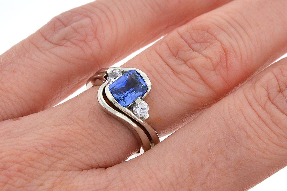 Item #4895 No Heat Sapphire Wedding Set