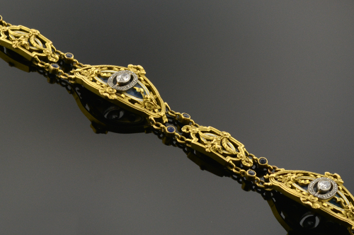 Item #4445 Leon Garoid Diamond and Enamel Bracelet 4445