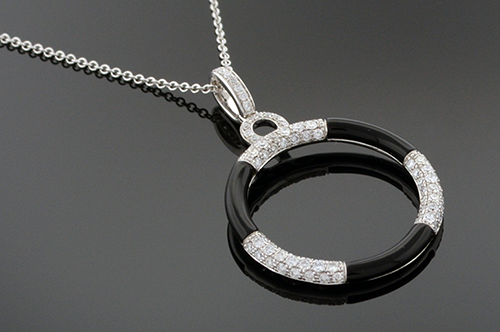 Item #1596 Simon G Diamond and Onyx Necklace 1596