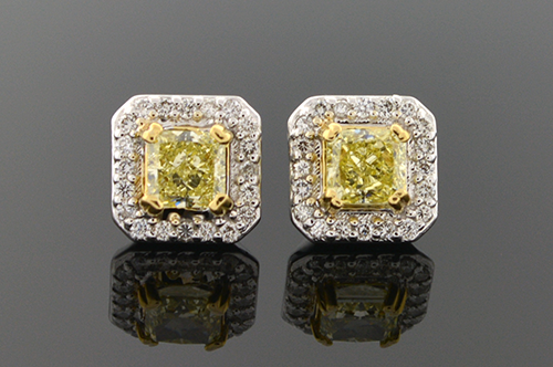Item #4160 Fancy Yellow Diamond Earrings 4160