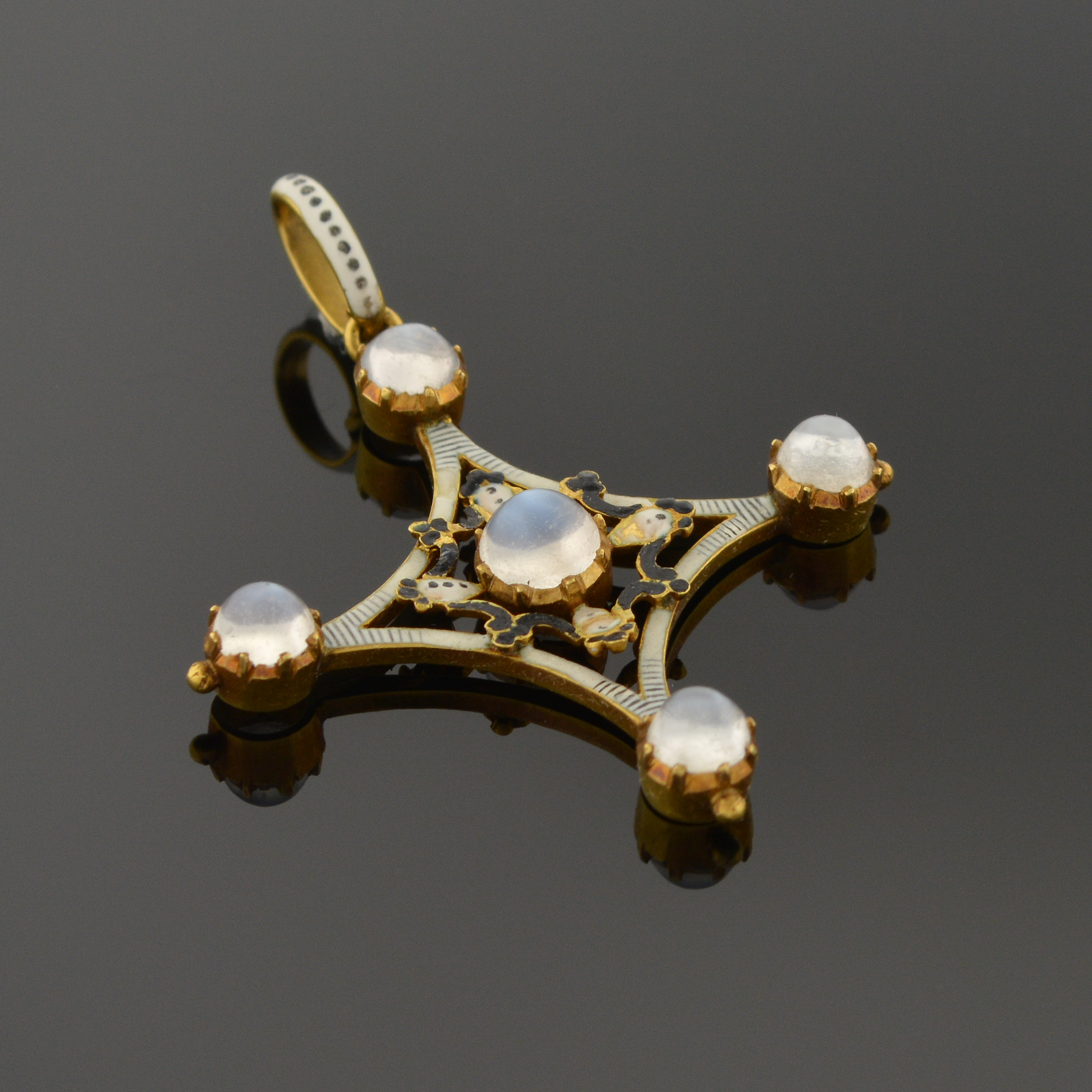 Renaissance-Revival Gold, Enamel, and Moonstone Pendant 5524