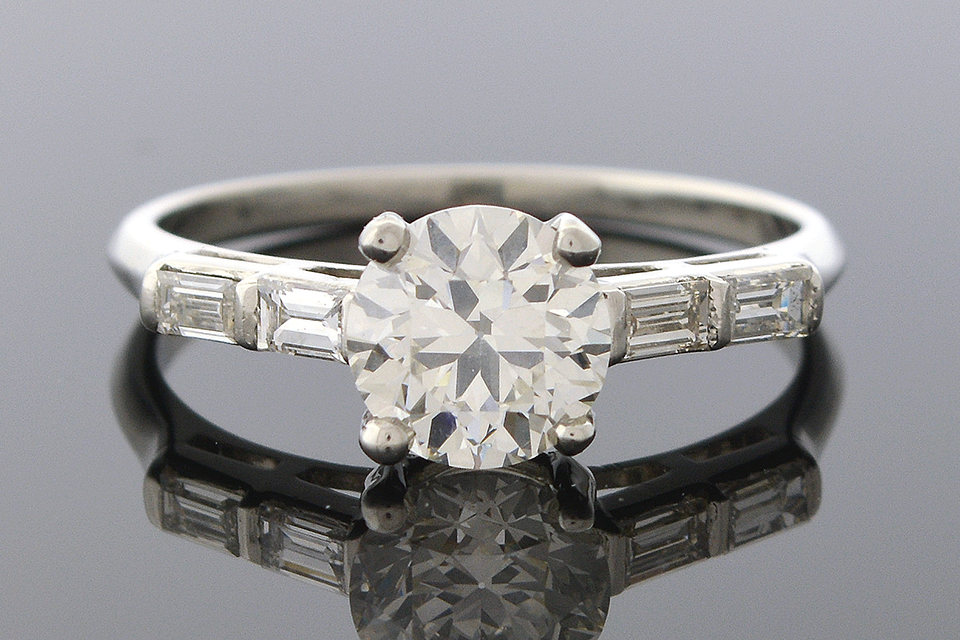 Item #5082 Diamond Engagement Ring with Double Baguette Sides 5082