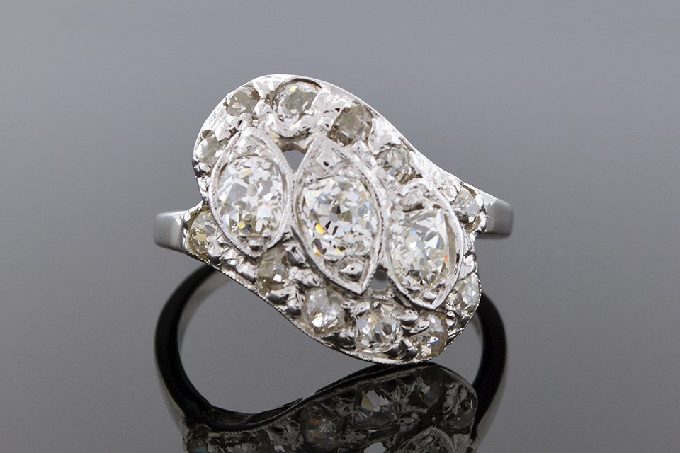 Item #5042 Vintage Diamond Angle Ring 5042