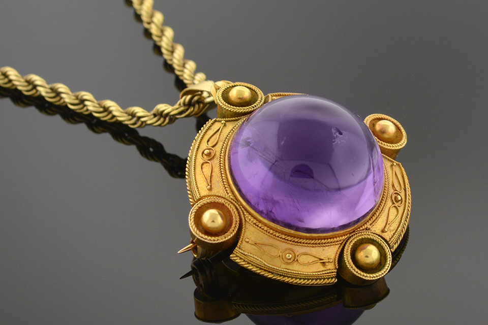 Item #4578 Victorian Amethyst Brooch Pendant 4578