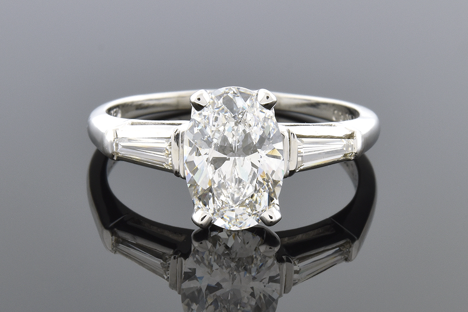Item #5324 Classic Oval and Baguette Diamond Engagement Ring 5324