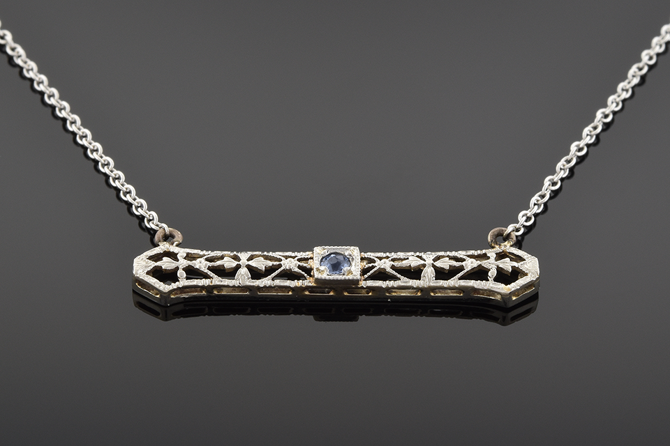 Item #6285 Art Deco Converted Lingerie Pin Necklace 6285