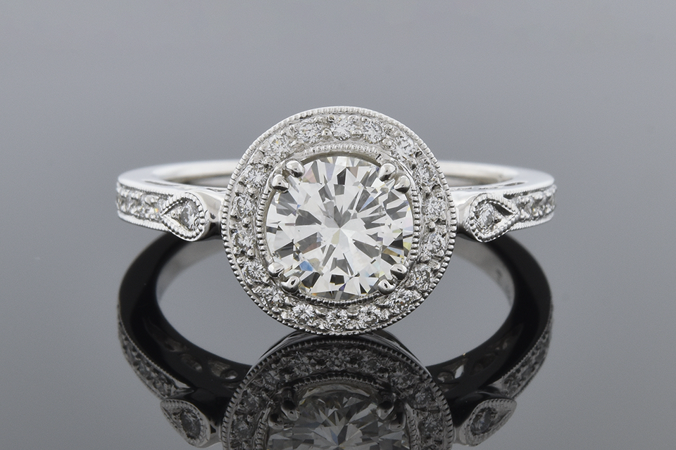Item #6350 Halo Diamond Engagement Ring with a Vintage Feel 6350