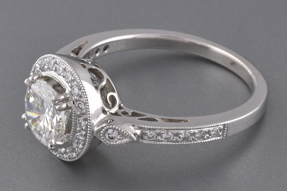 Item #6350 Halo Diamond Engagement Ring with a Vintage Feel