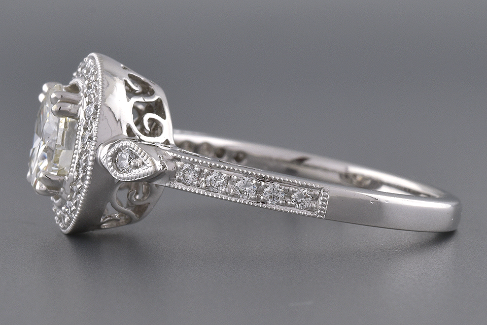 Item #6350 Halo Diamond Engagement Ring with a Vintage Feel