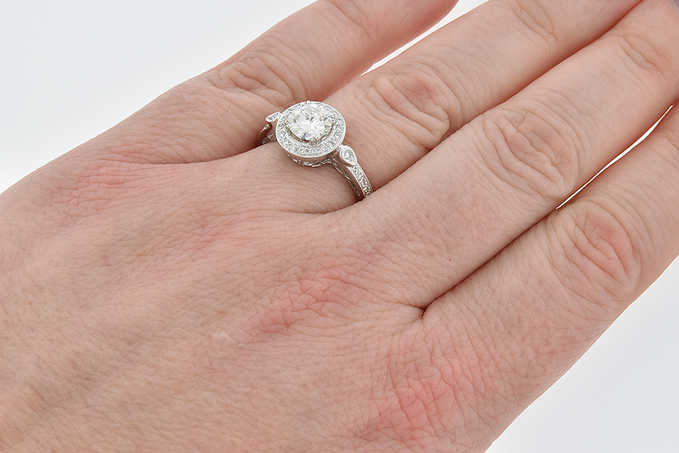 Item #6350 Halo Diamond Engagement Ring with a Vintage Feel