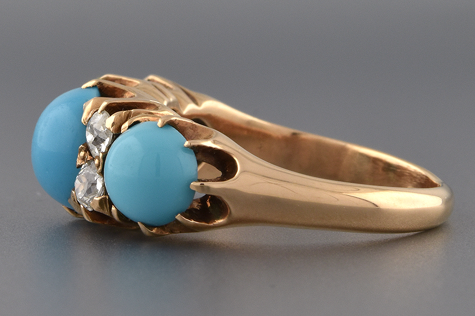 Item #1464 Persian Turquoise and Diamond Victorian Ring