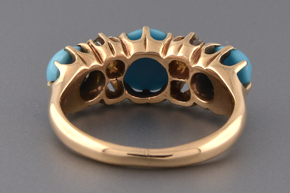 Item #1464 Persian Turquoise and Diamond Victorian Ring