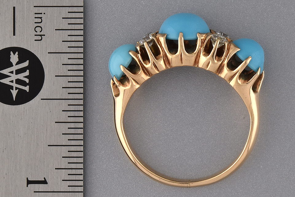 Item #1464 Persian Turquoise and Diamond Victorian Ring