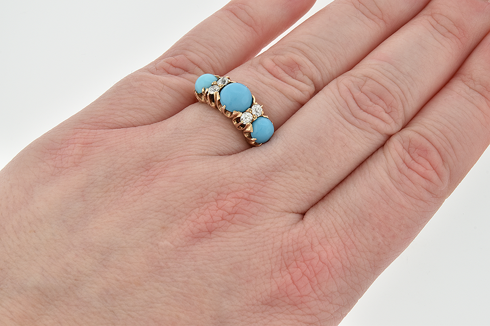 Item #1464 Persian Turquoise and Diamond Victorian Ring