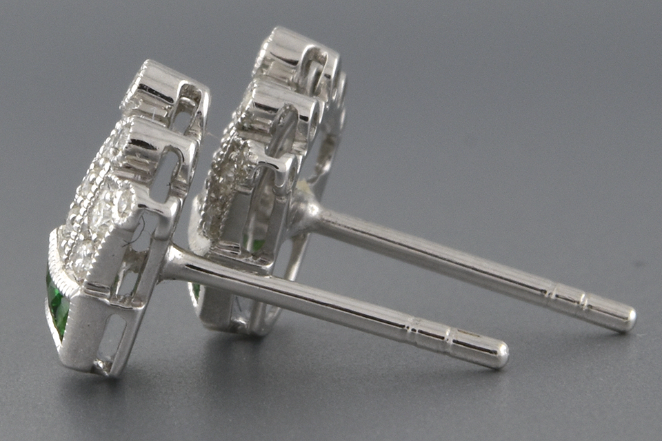 Item #2388 Tsavorite and Diamond Crown Earrings