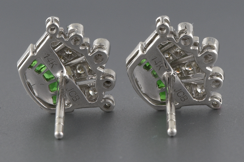 Item #2388 Tsavorite and Diamond Crown Earrings