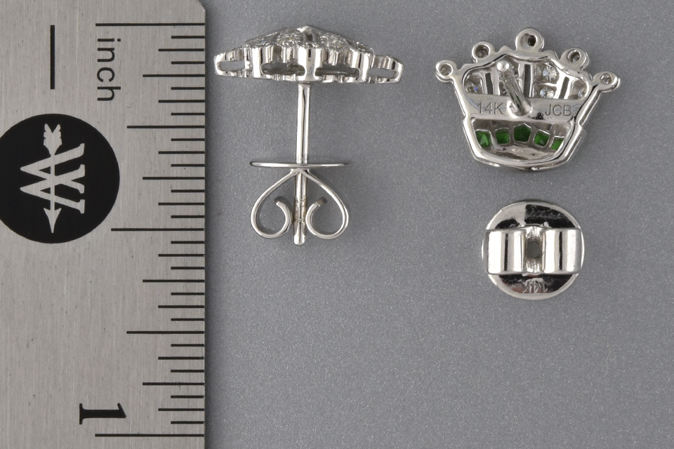 Item #2388 Tsavorite and Diamond Crown Earrings