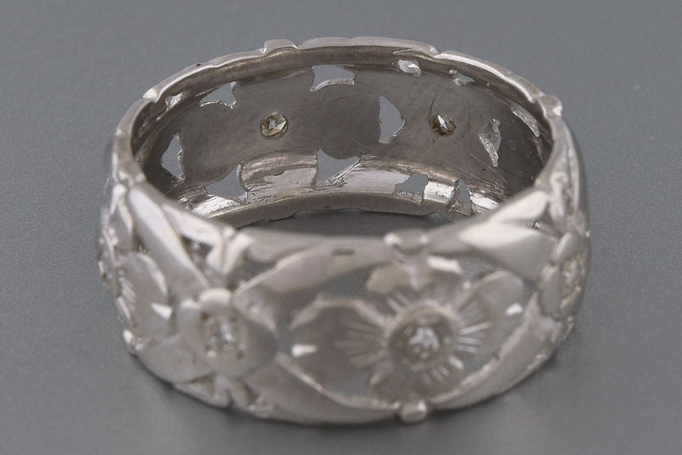 Item #1770 Ornate Floral Diamond Set Band