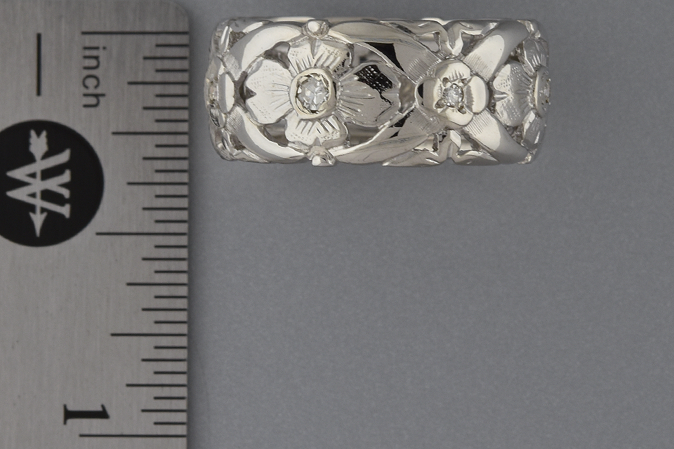 Item #1770 Ornate Floral Diamond Set Band