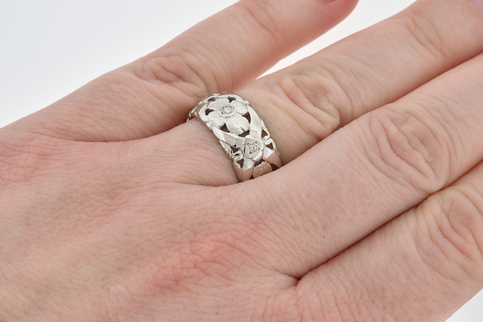 Item #1770 Ornate Floral Diamond Set Band